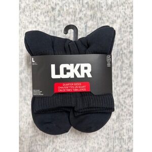 LCKR 6 Pair Black Quarter Socks Half‎ Cushion Arch Support Mens 8-12 LMAS001